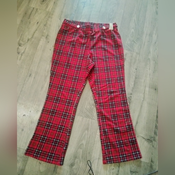 Women's Adrian vitadini red plaid stretch pants size XL - Picture 1 of 5
